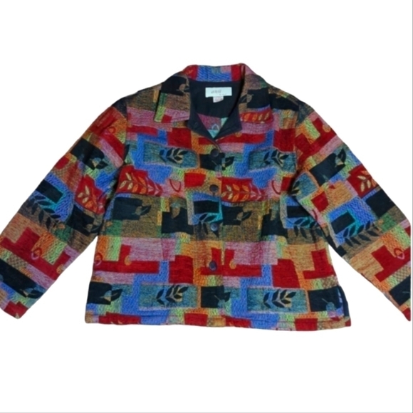 Coastal Cowgirl Tapestry jacket Dopamine bohemian festival color block Sz XL - Picture 9 of 11